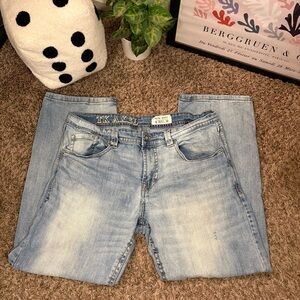 TK AXEL Slim Boot Denim • Distressed Light Wash • 36x30